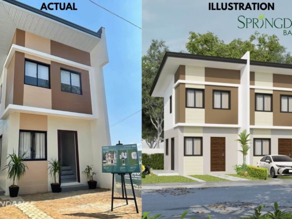 Springdale Baliwag Atlanta townhouse model End-unit front and illustration