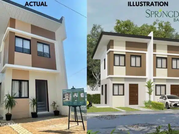 Springdale Baliwag Atlanta townhouse model End-unit front and illustration